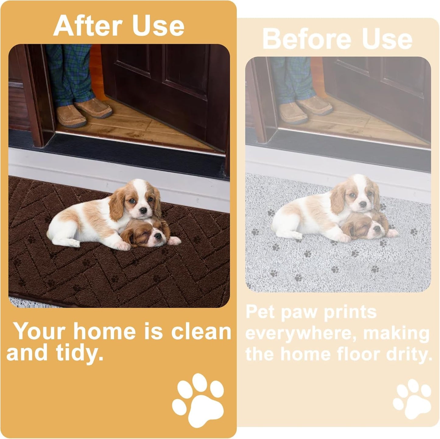 Tindbea Dog Mat for Muddy Paws,Absorbs Moisture Dirt Non-Slip Washable Mud Mat for Dogs,Soft Rubber Backing Front Inside Pet Rug for Entryway, Mud Dog Paws, Patio(20"x48",Coffee)