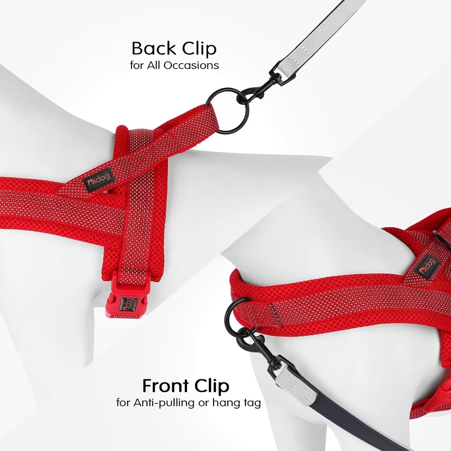 Didog No Pull Dog Harness with Breathable Mesh Padded, Full Reflective & Quick Fit Adjustable Vest Harness, Easy for Training Walking for Small & Medium and Large Dogs (Red, S:Chest 18-22")