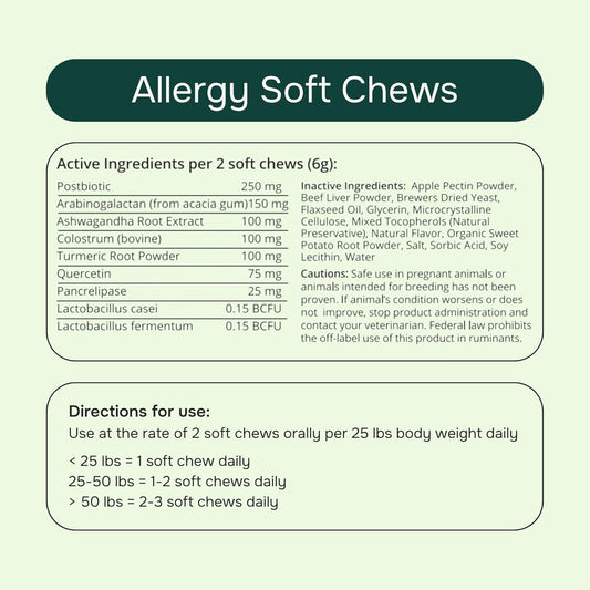PetMeds Allergy Supplement for Dogs - Vitamins for Allergy Relief with Postbiotics, Colostrum, Quercetin & Turmeric for Dogs Itchy Skin & Scratching - Beef & Sweet Potato Flavor - 60 Soft Chews
