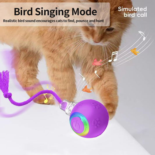 Interactive Cat Toys, Automatic Moving Cat Toys for Bored Indoor Adult Cats, Fast Rolling, Chirping & Motion-Activated Kitty Toys, Fun Gift for Cats with Speedy Tail 2.0, USB Rechargeable, Purple