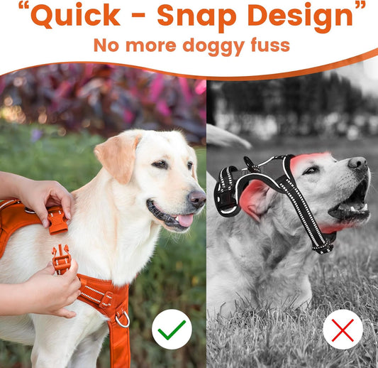 No Pull Dog Harness, Reflective Puppy Vest for Small Medium Large Sized Dog(Orange,L)