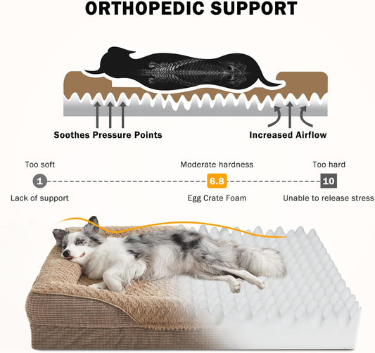 INVENHO Orthopedic Dog Bed for Extra Large Dogs, XXL Waterproof Egg-Crate Memory Foam Dog Couch with Washable Removable Cover, Waterproof Lining and Nonskid Bottom