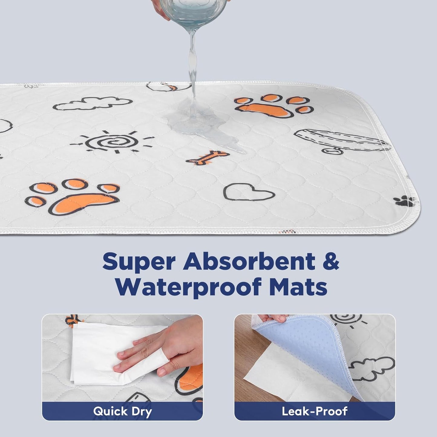 Washable Pee Pads for Dogs, 2 Pack Large 36"x41" Super Absorbent Reusable Training Pads, 100% Waterproof Non-Slip Puppy Whelping Playpen Indoor Mat Pet Supplies