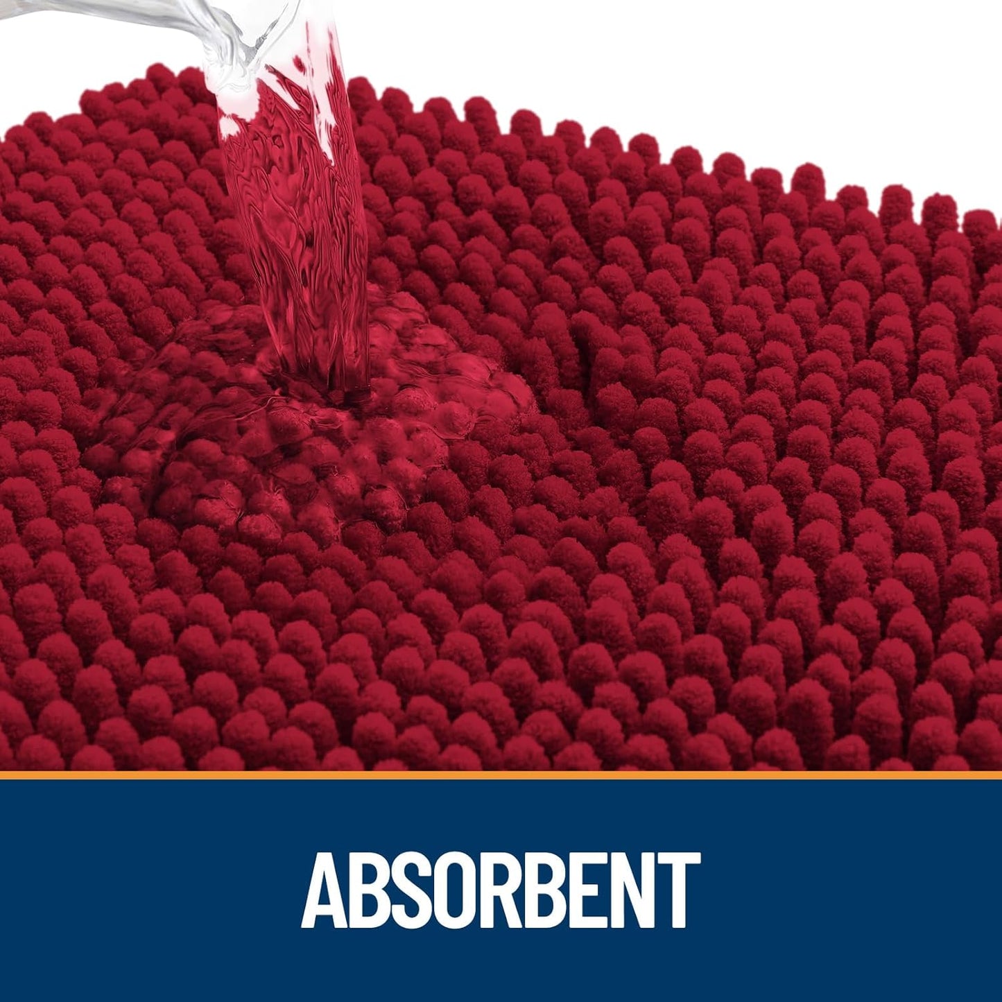 OLANLY Door Mat for Muddy Dog Paws 24x16, Ultra Absorbent Chenille Mud Doormat with Paw Print Design, Non-Slip Washable Doormat for Indoor Entryway, Quick-Dry Pet Bed Mats for Dirty Dogs, Red