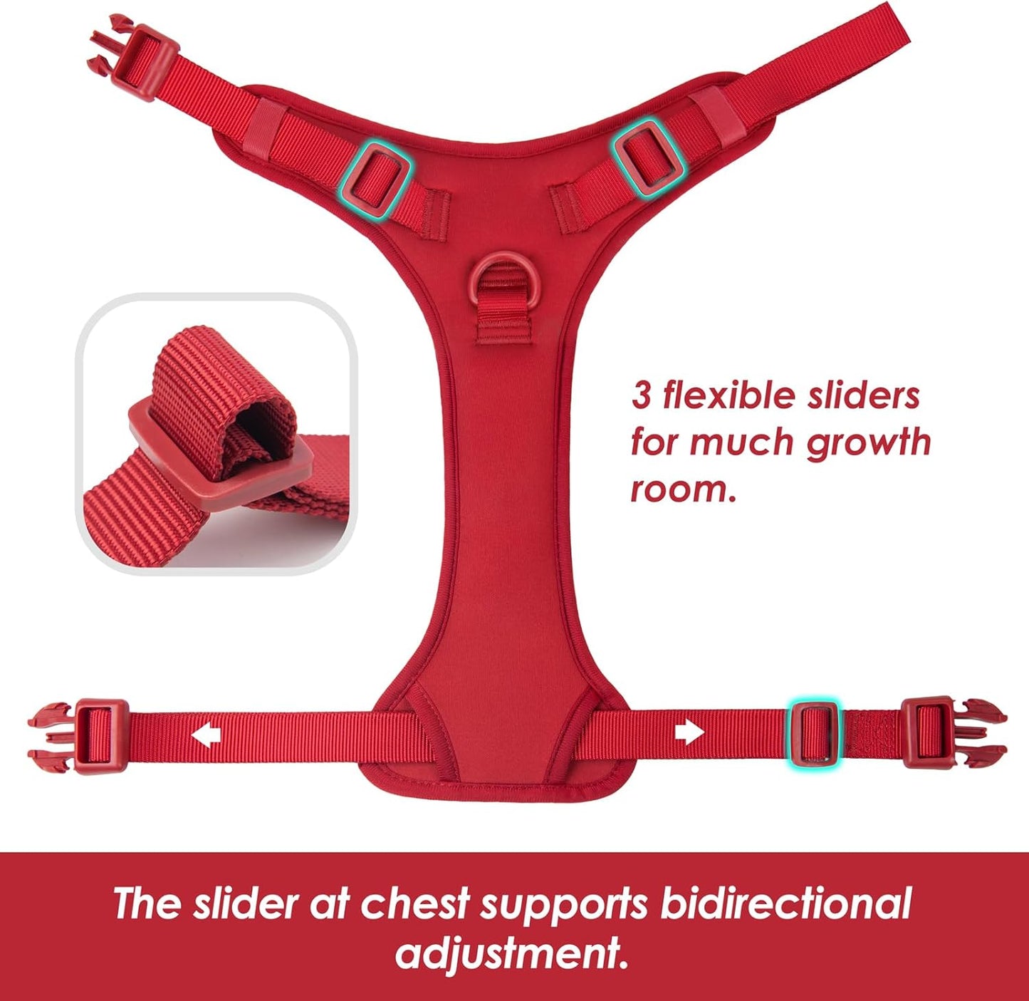 No Pull Dog Harness, Puppy Vest with Front Clip for Small Medium Large Sized Dog(Burgundy Red,S)