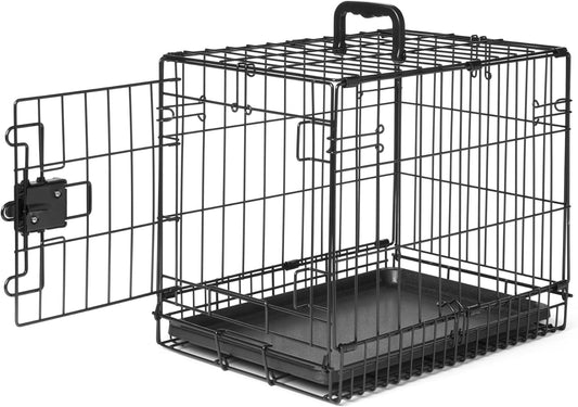 Amazon Basics Durable, Foldable Metal Wire Dog Crate with Tray, Single Door, 18 x 12.4 x 15 in, Black