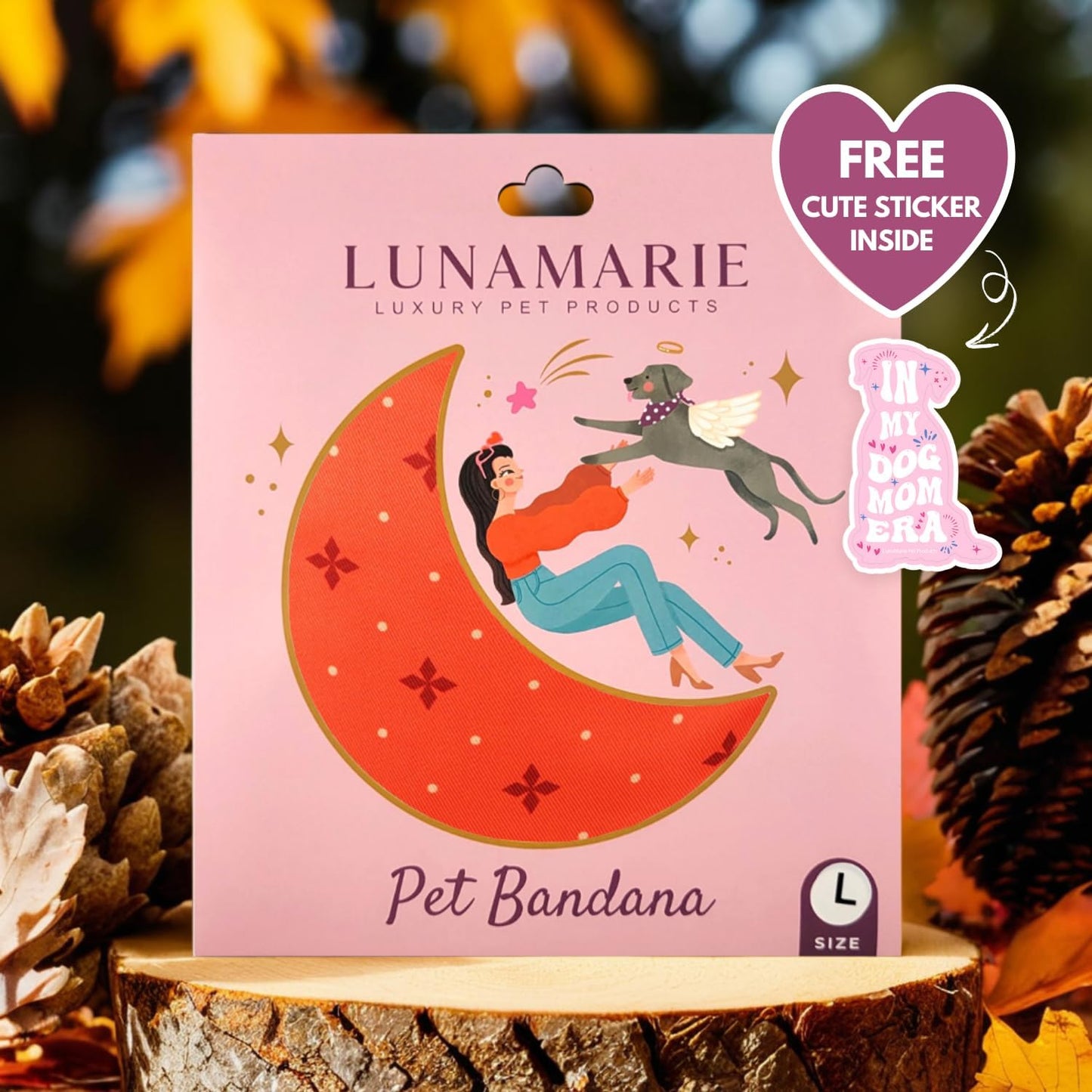 LunaMarie - Luxury Pet Birthday Bandanas -Premium & Silky Poly Fabric | 100% Handmade | Custom Shape Dual Layered (Ember, X-Small)