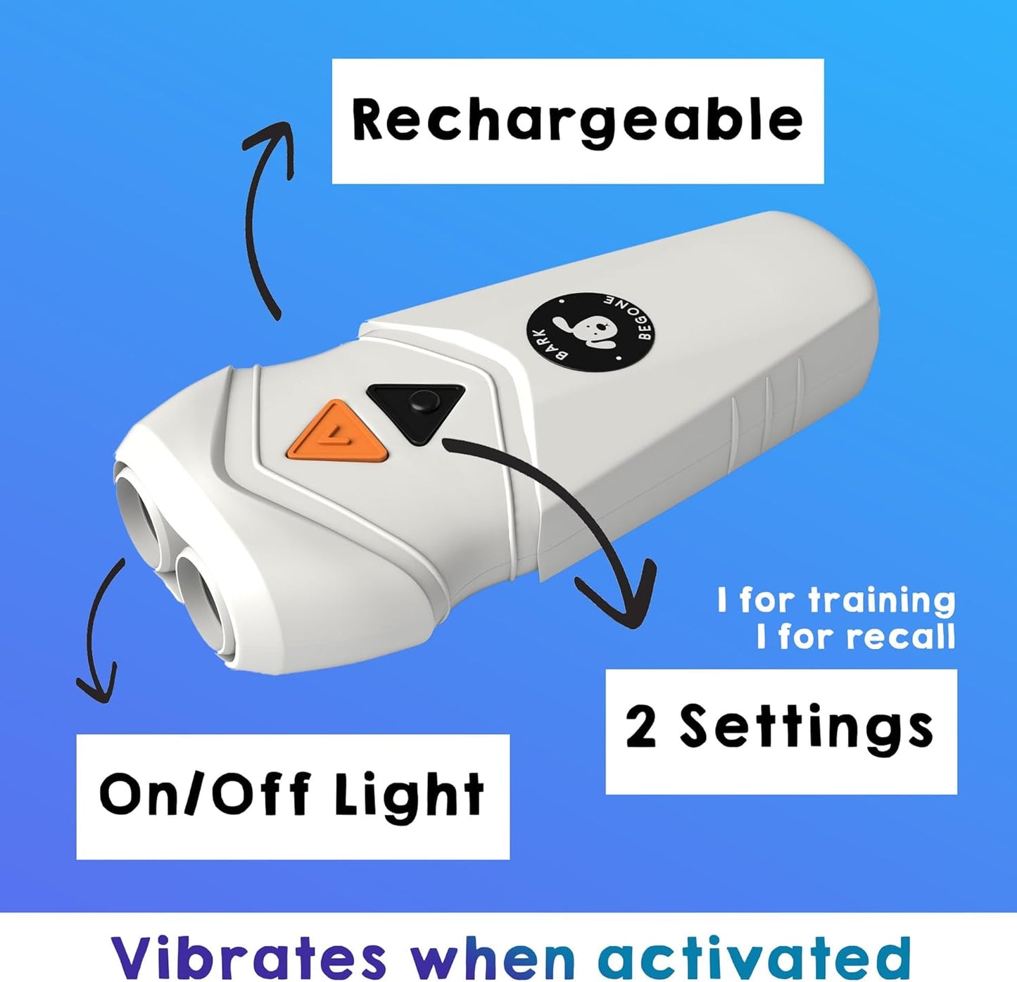 Ultrasonic Dog Bark Deterrent & Behavior Corrector - Stop Barking, Jumping, Aggression Without Yelling - Just Point & Press! Backed by Kevin Harrington from Shark Tank (White Rechargeable)