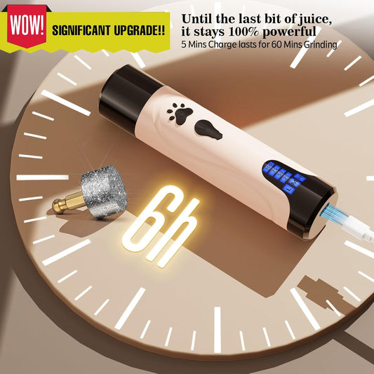 YABIFE Dog Nail Grinder, Dog Nail Trimmers and Clippers Kit, Super Quiet, Rechargeable, for Small Large Dogs Cats Toenail Claw Grooming,3 Speeds