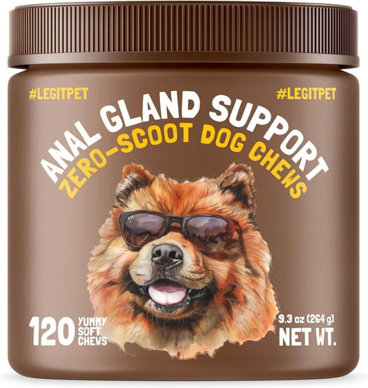 LEGITPET Anal Gland Relief Chews for Dogs Fiber & Digestive Support Supplement Soft Treats for Healthy Bowel & Gland Function Helps Reduce Scooting Promotes Dog Health & Comfort 120 pcs