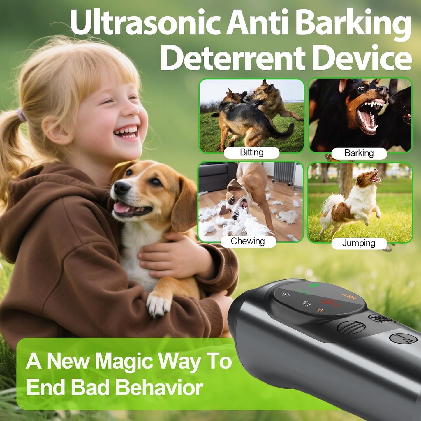Dog Sonic Bark Deterrents Devices for Own or Neighbor's Dog, 3X Ultrasonic Anti Barking Device for Dogs Bark Deterrent Safe & Effective Stop Dog Barking Device with LED Flashlight Dogs Training Tools