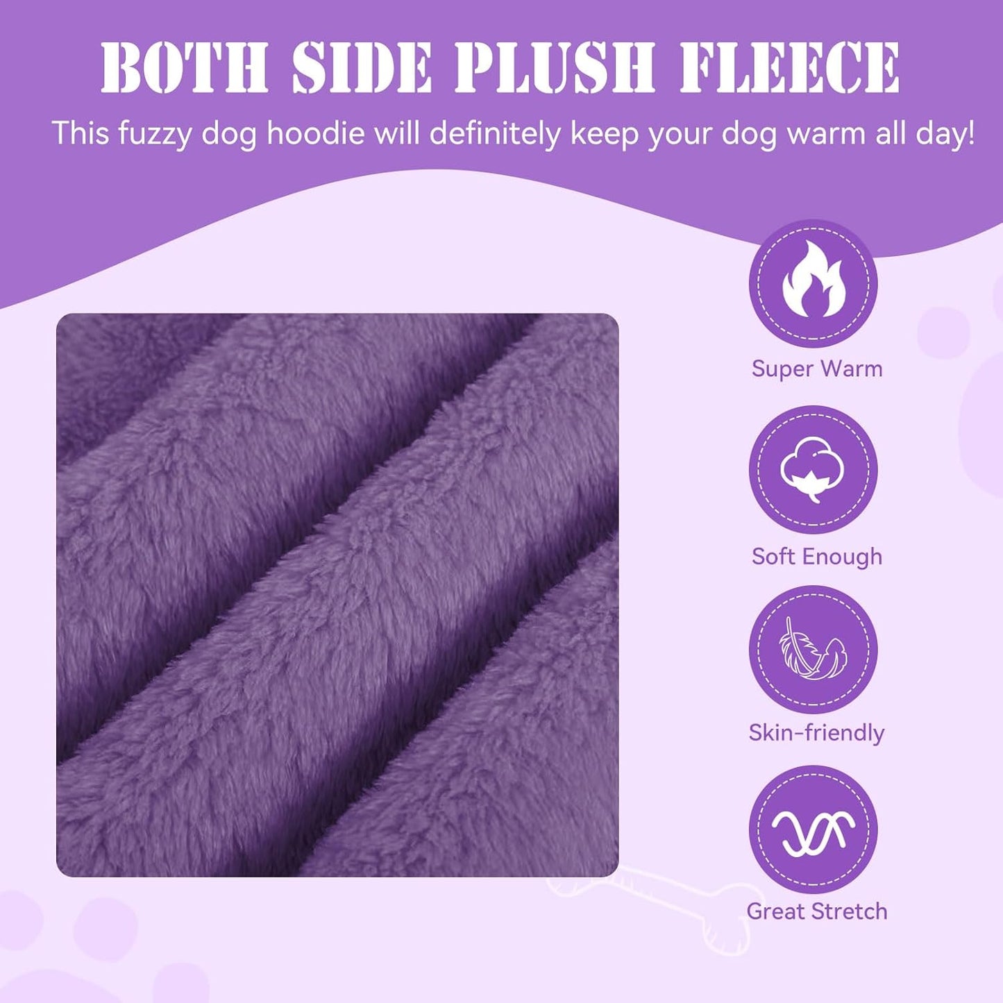 Stpiatue Dog Hoodie (Purple) - Warm Polyester Hooded Sweater for Extra Large Dogs, XX-Large, 36'' Chest