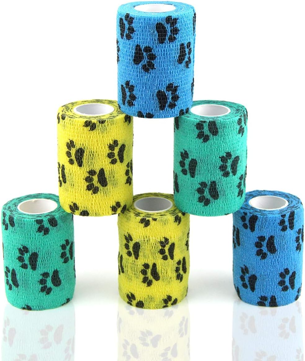 AUPCON Vet Wrap Cohesive Bandages Bulk Self Adhesive Bandage Wrap Self Adherent Wrap Non-Woven for Dogs Pet Animals & Ankle Sprains & Swelling 2 Inch x 5 Yards (3 Inch Claw)