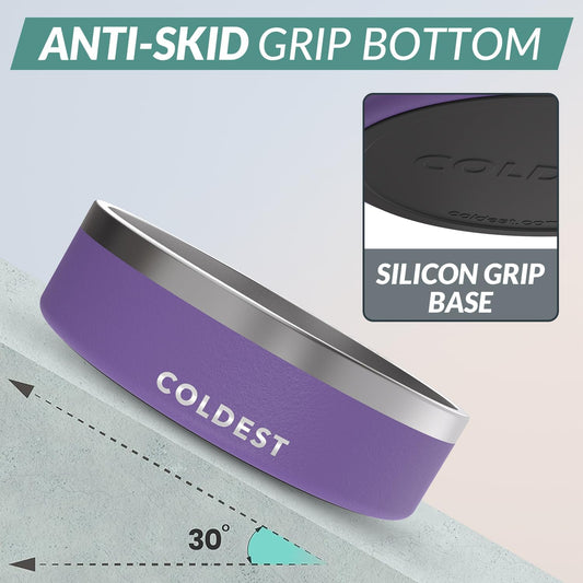Coldest Dog Bowl - Anti Rust Metal, Non Slip, 3 Layers Insulated Stainless Steel Dog Bowls - Spill Proof & Heavy Duty - Water Bowl for Dogs, Cats & Pets, Dish Washer Safe (42 oz, Galaxy Purple)