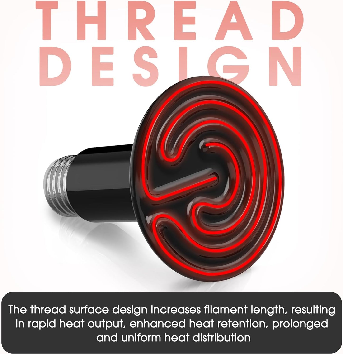 Ceramic Heat Emitter for Reptiles, 150W Heat Lamp Bulb, Ceramic Reptile Heat Bulb Black, No Light Emitting Heat Lamp for Amphibian Pet, Heat Bulb for Bearded Dragon Turtle Snake Lizard, 2 Pack