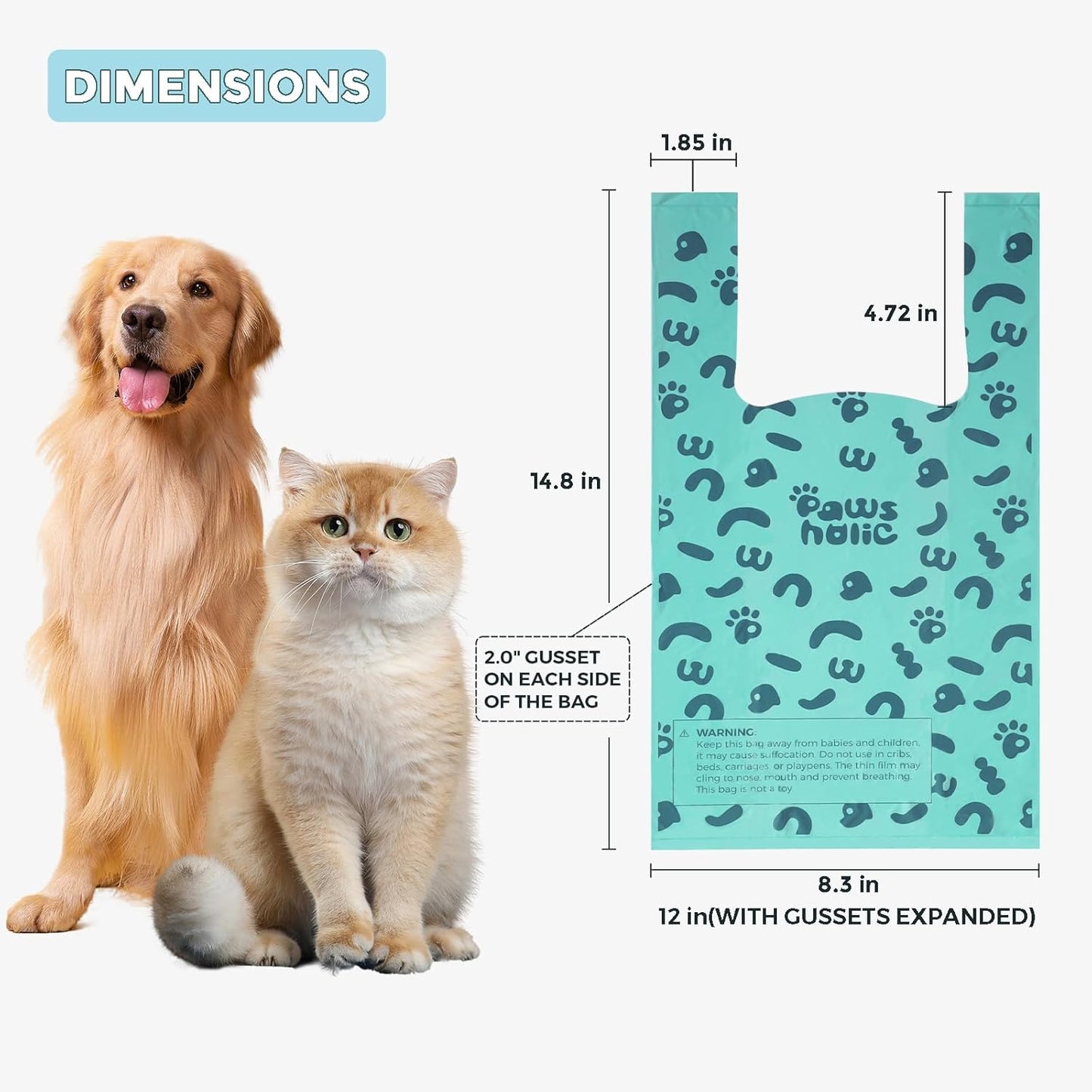 Cat Litter Bags and Dog Poop Bags with Handle, 180 Counts, Cornstarch Based Extra-Thick&100% Leak Proof,Pet Waste Bag for Kitty and Doggie (Lavender Scented)