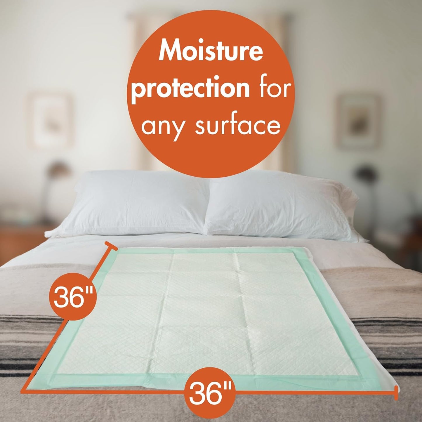 Caring Disposable Underpads 36 x 36 in, Heavy Absorbency Bed Pads, Chucks Pads, Puppy Pads, Baby Changing Pads, Incontinence Underpads for Adults, Pets, Babies, 20 Count Pack