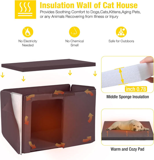 Aivituvin Insulated Dog House for Winter Outdoor Dog Kennel with All-Around Iron Frame- 100% Insulated Guarantee