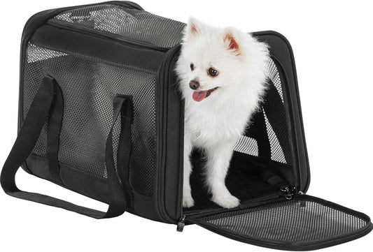 Petsfit Cat Carrier Dog Carrier, Large Capacity Lightweight Soft-Sided Pet Carrier for Travel, with Adjustable Shoulder Strap, Auto Locking Zipper Head and Washable Fleece Pad