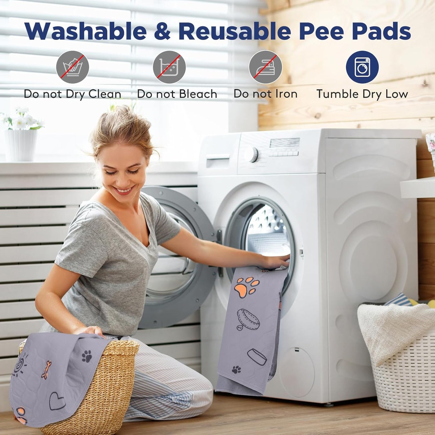 Washable Pee Pads for Dogs, 2 Pack Large 36"x41" Super Absorbent Reusable Dog Training Pads, 100% Waterproof Non-Slip Pee Pads Whelping Pads Dog Playpen Indoor Dog Cage Pads Dog Bed Mat Pet Supplies