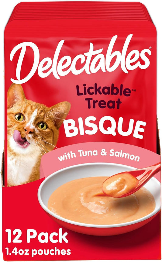 Hartz Delectables Bisque Lickable Cat Treats, Tuna & Salmon, 12 Count
