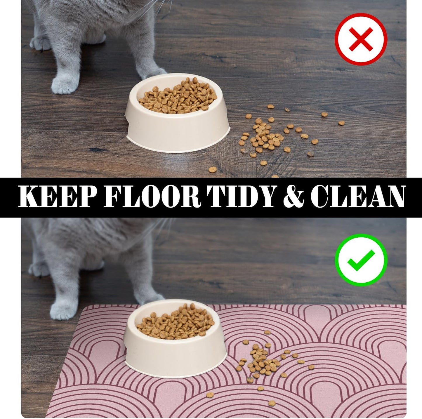 Dog Food Mats for Floors Absorbent, Pet Cat Food Mat - Quick Dry Dog Bowl Mats for Food and Water, Eco-Friendly Boho Pet Supplies