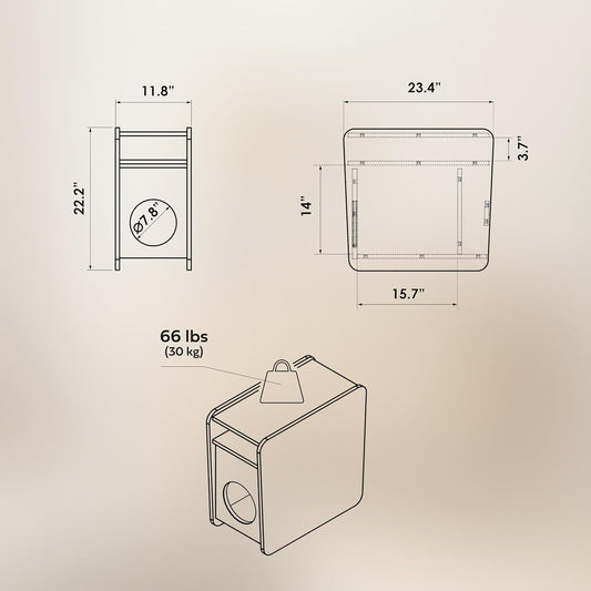 WERMO 12'' Narrow End Table for Living Room - Small Side Table with Shelf, Magazine Holder and Storage Doubling as Cat Hideaway for Couch, Chair and Bedside. Wood Night Stand for Bedroom (Walnut)