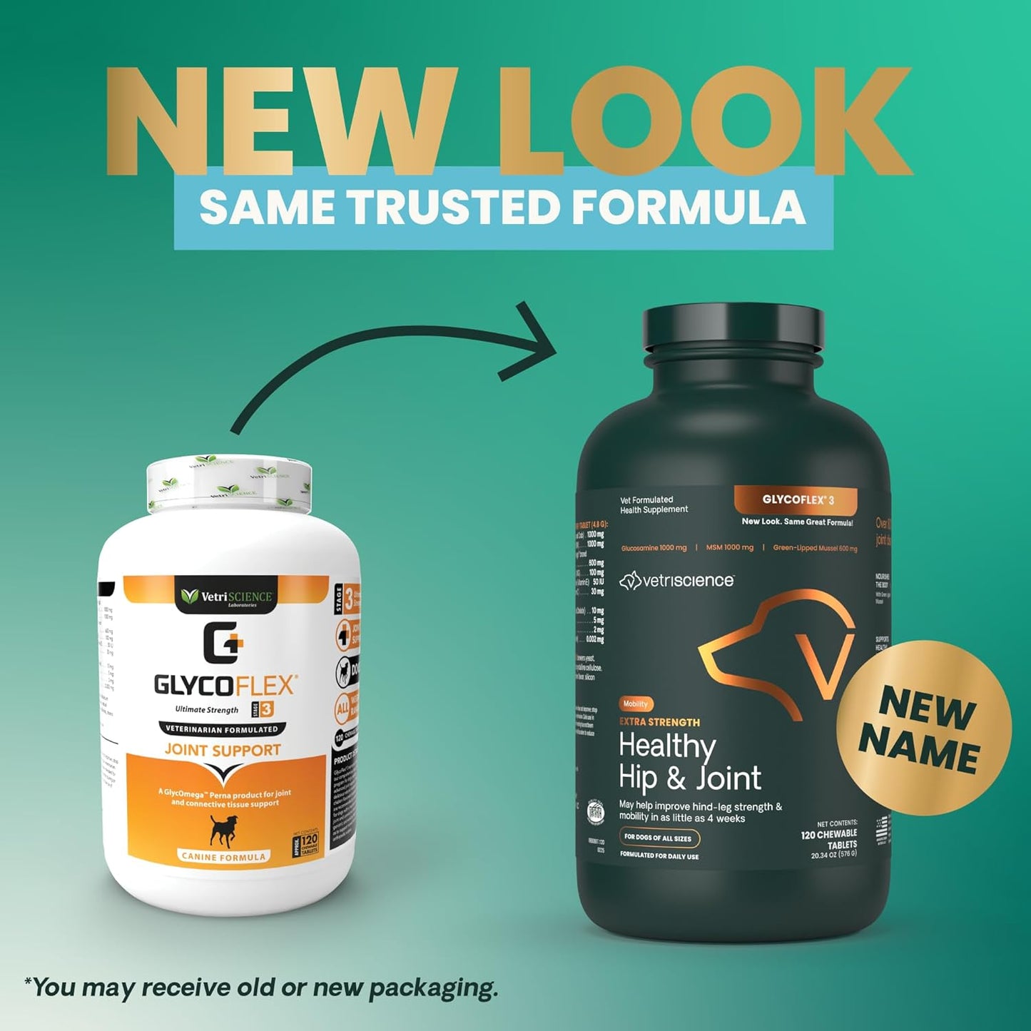 VetriScience Glycoflex 3 Clinically Proven Hip and Joint Supplement for Dogs - Maximum Strength Dog Supplement with Glucosamine, MSM, Green Lipped Mussel & DMG - 120 Chewable Tablets, Chicken Flavor