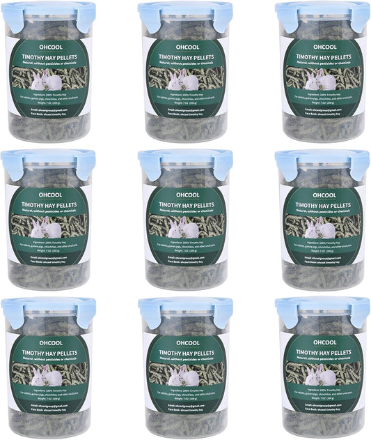 Timothy Hay Pellets 63oz (9 * 7 oz) - 100% Timothy Premium Nutrition Pellet for Tortoise, Rabbits 63 oz