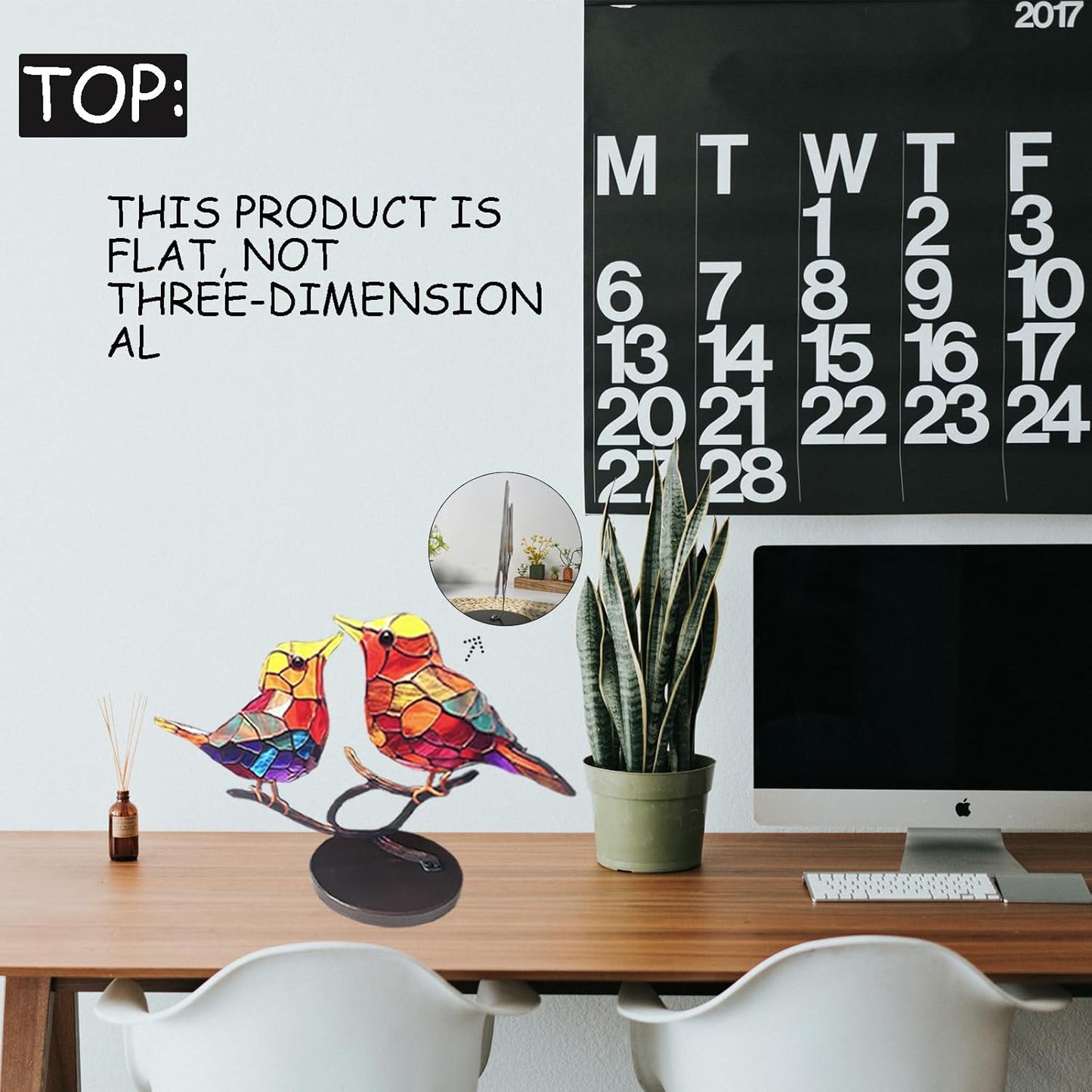 2Birds on a Branch, Metal Desktop Plane Shape Decorations, Home Bird Decorations for Office, Window, Aviary, Garden, Gifts for Bird Lovers, Boxed Set.