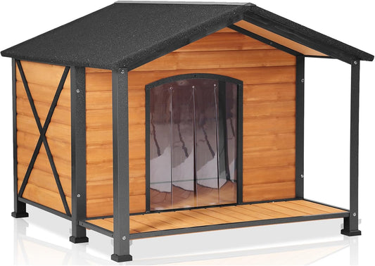 Aivituvin Outdoor Dog House with Chewproof Strong Metal Frame Outside Dog Kennel Weatherproof for Medium to Large Dogs, (41.5" L x 41.4" D x 34.1" H)