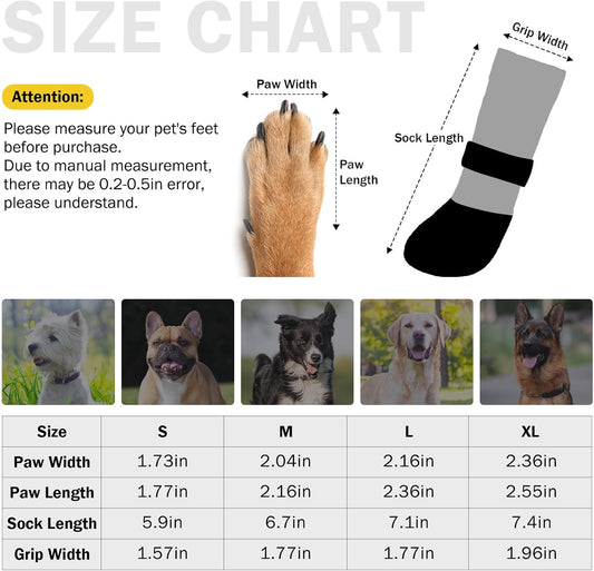 SCENEREAL Anti Slip Dog Boots & Paw Protectors for Hardwood Floor, Extended Dog Socks to Prevent Licking Paws, Waterproof Pet Snow Rain Shoe for Winter Large Senior Dogs, Black XL