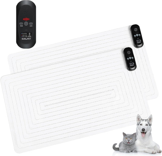 SVD.PET (2-Pack Pet Training Mat with Tester, Pet Shock Pad, Dogs & Cats Electronic Repellent mat for Indoor, 3 Training Modes, 5 Levels, Pet Safe Mode (Black controler 30" X 16")