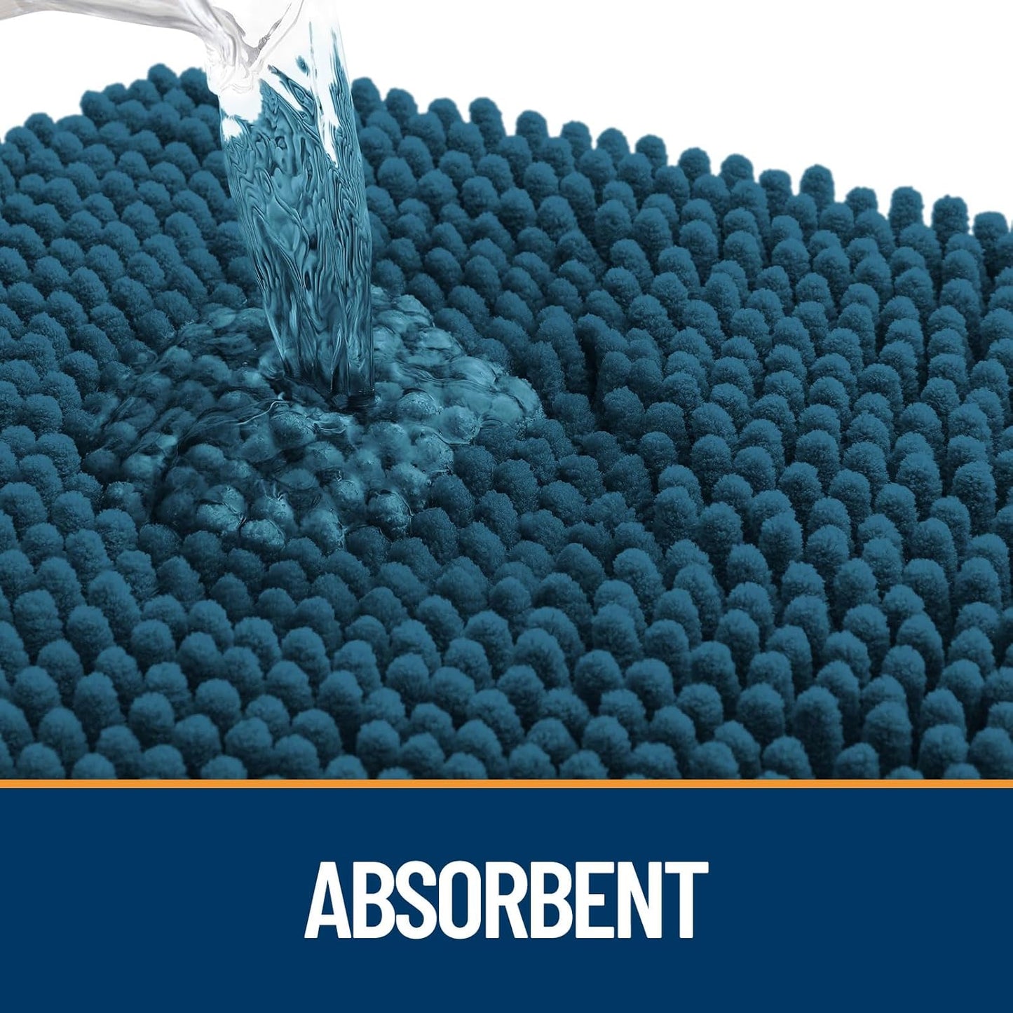 OLANLY Door Mat for Muddy Dog Paws 59x24, Absorbent Chenille Mud Doormat with Paw Print Design, Non-Slip Washable Doormat for Indoor Entryway, Quick-Dry Pet Bed Mats for Dirty Dogs, Atlantic Blue