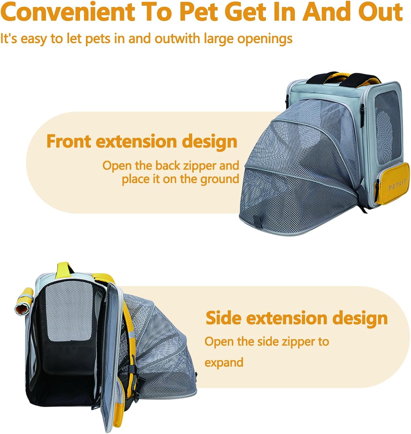 Expandable Pet Backpack, Cat Backpack with Breathable Mesh, Collapsible Soft Cat Travel Bag for Outdoor Hiking, Large Space Dog Backpack(Purple)