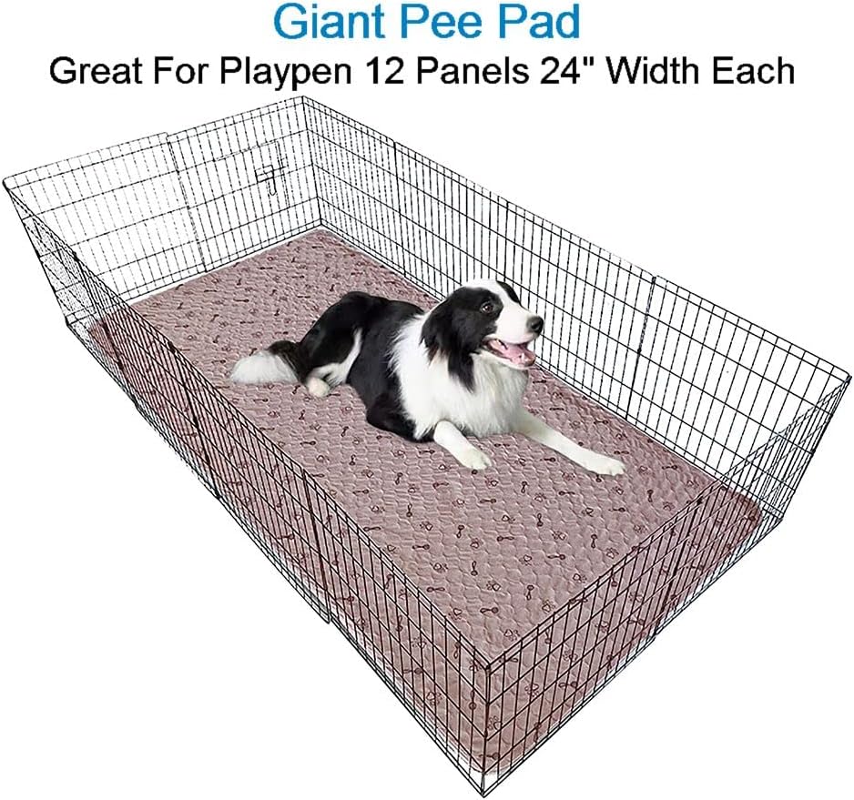peepeego 48x96 Extra Large Dog Pad Washable and Free Dog Comb, Reusable Puppy Pad with Fast Absorbent, Waterproof, Premium Non Slip Pet Carpet for Training, Whelping
