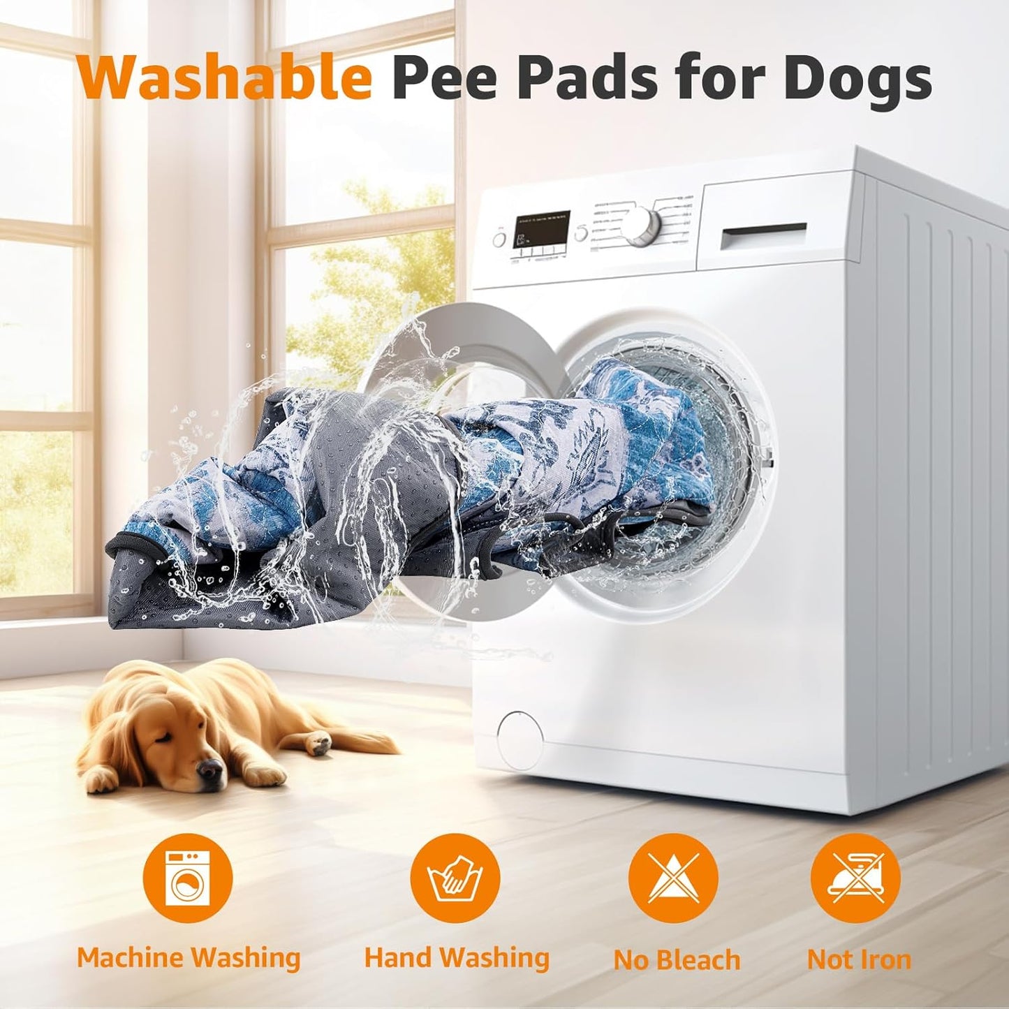 LOOBANI Washable Pee Pads for Dogs, 2 Pack Super Absorbent Reusable Puppy Pads Leakproof Dog Traning Pads, Waterproof Non-Slip Whelping Pad for Floor, Playpen, Crate, Couch-72 x72 (Blue)