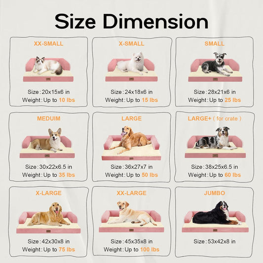 Dog Bed Medium Size Dog-Orthopedic Waterproof Bed for Dogs,Foam Couch Sofa with Washable Removable Cover & Non-Slip Bottom-Pink