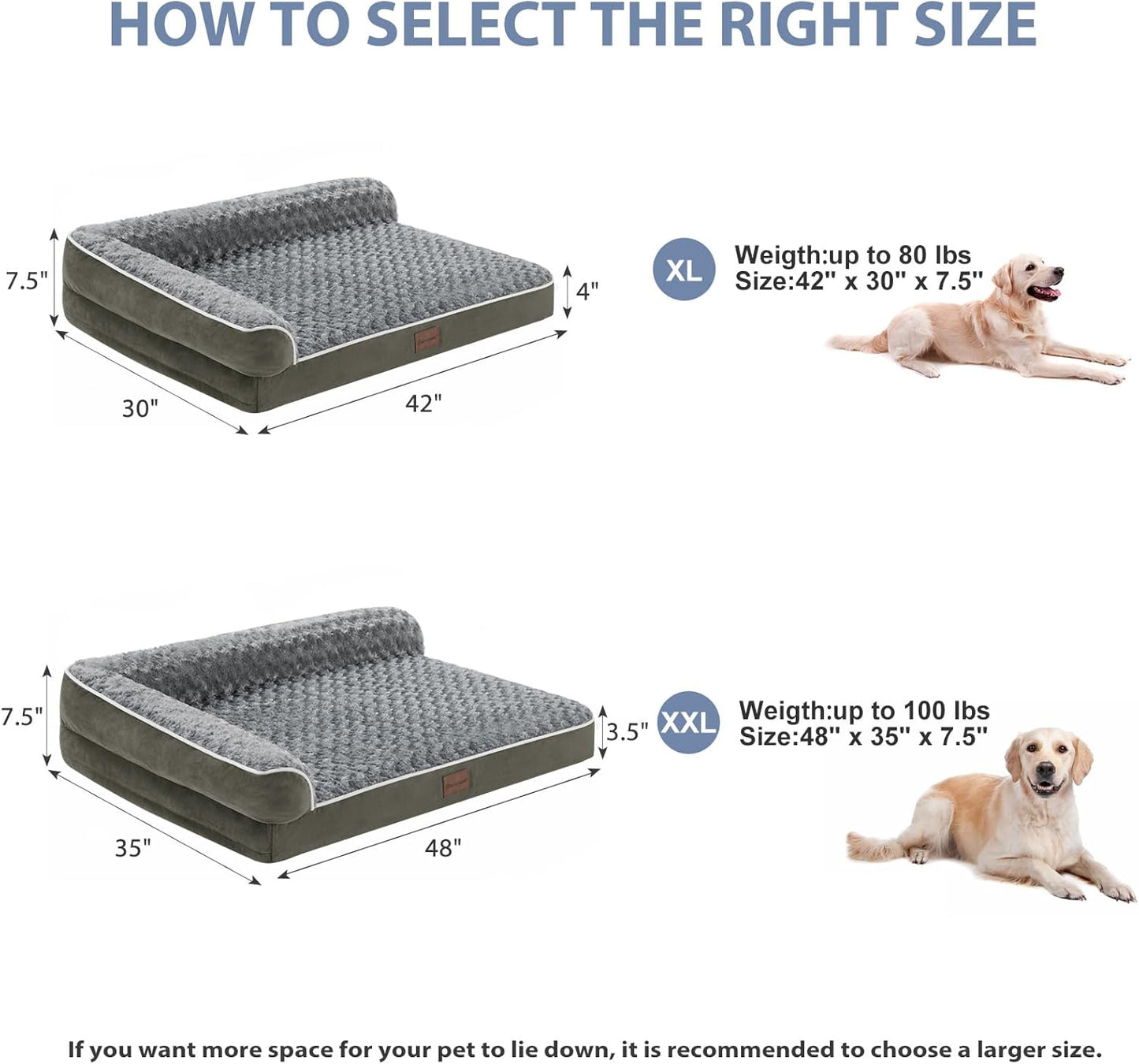 BFPETHOME Orthopedic Dog Beds for Large Dogs-Waterproof Sofa Dog Bed with Removable Washable Cover, Big Pet Bed with Waterproof Lining and Nonskid Bottom,Pet Bed for Large Dogs