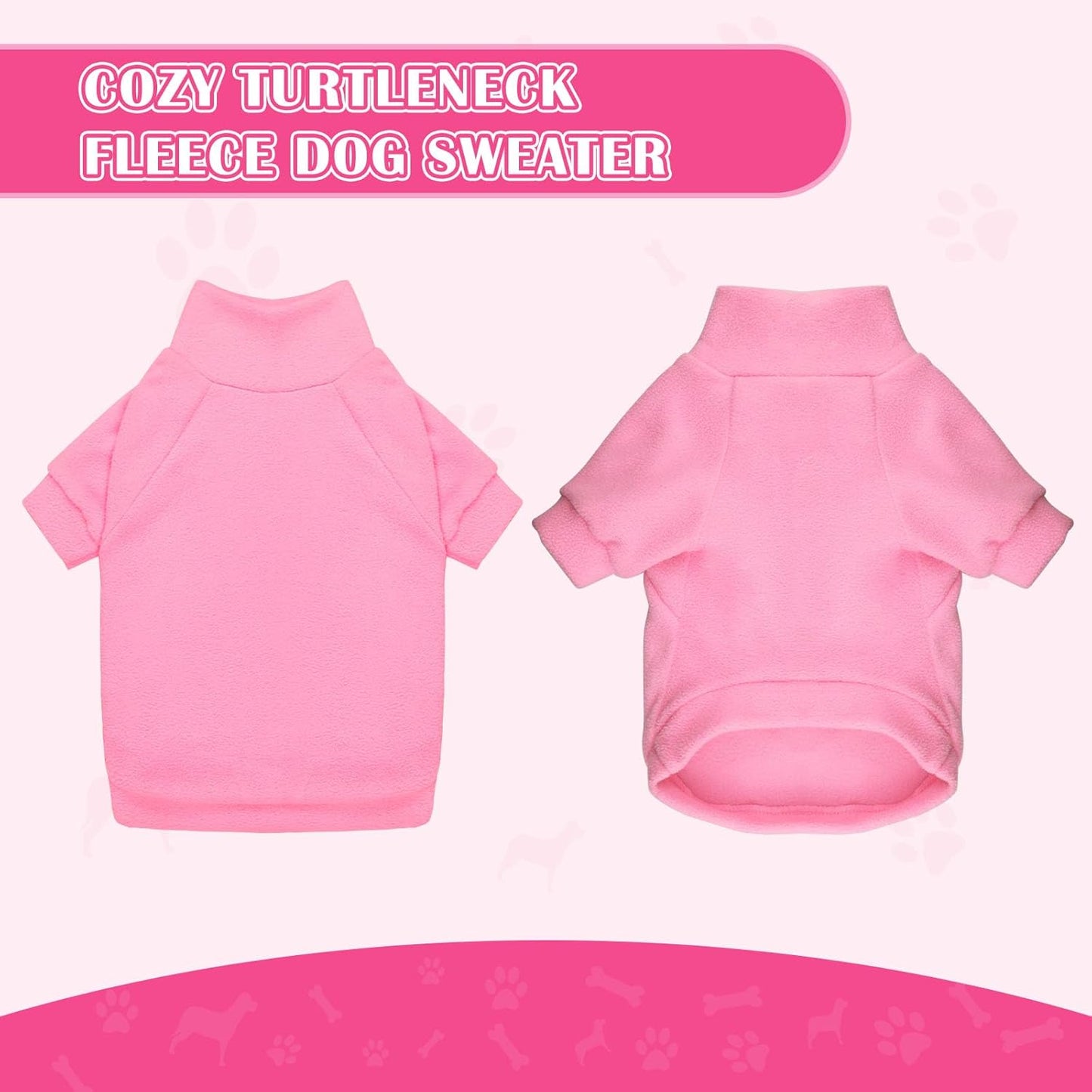 3 Pack Dog Sweaters for Medium Dogs, Fleece Dog Sweater Turtleneck Soft Warm Pet Sweatshirt Clothes Medium Sized Boy Girl Pet(Pink+Hotpink+Purple,M)