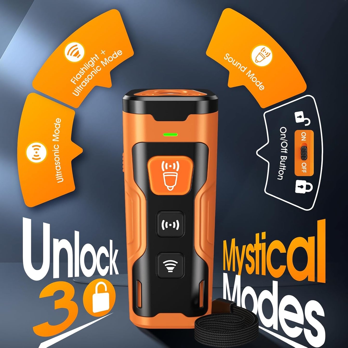 Dog Bark Deterrent Devices, Ultrasonic Anti Barking Device for Dogs, Stopping Own or Neighbor's Dog Barking,Portable Dog Training Device, Safe & Effective for Indoor & Outdoor Use, Orange