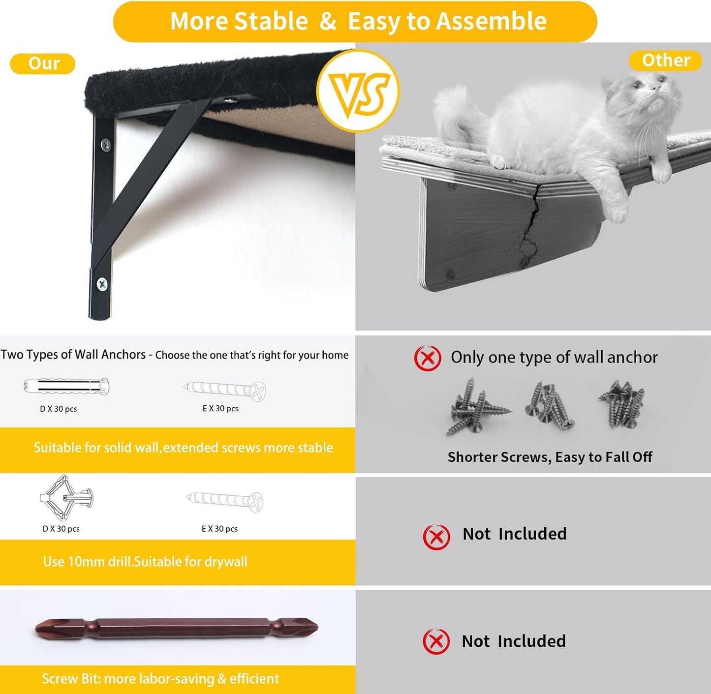 Modern Wall-Mounted Cat Furniture - 5pcs Cat Wall Shelves, Wooden Climber Includes House, Bridge, Tree, Steps, and Scratcher (Gray)