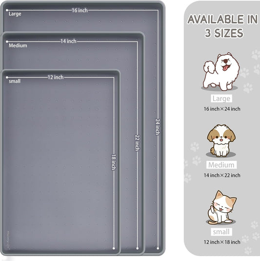 MateeyLife Silicone Cat & Dog Food Mat for Floors Waterproof, Anti-Slip Dog Bowl Mats for Food and Water, Pet Feeding Mats with Lip to Prevent Spills, Pet Placemat for Messy Drinkers to Protect Floors