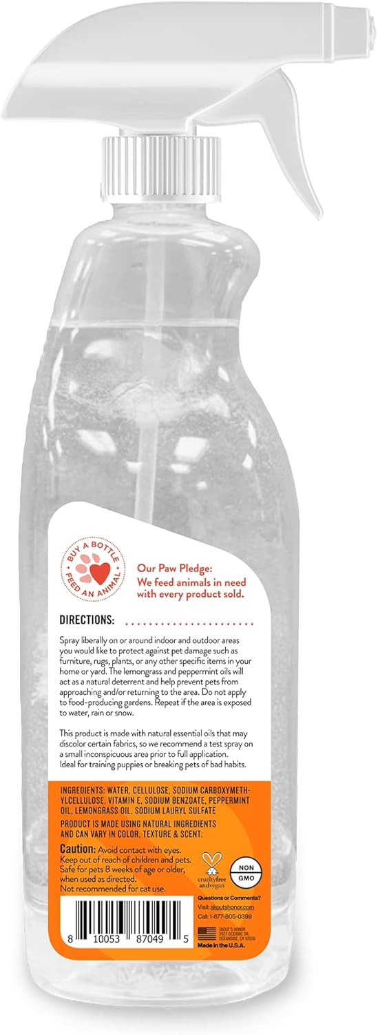 SKOUT'S HONOR Stay Off! Training Aid for Dogs - Natural Lemongrass & Peppermint Oils - Eco-Friendly Training Aid, Alcohol-Free, Naturally Deters, 28 oz