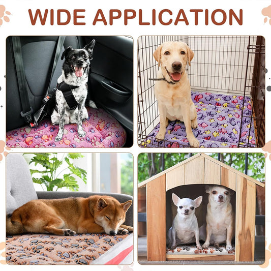Tuanse 4 Pack Ultra Soft Dog Cat Bed Mat with Cute Prints Reversible Fleece Dog Crate Kennel Pad Cozy Washable Thickened Hamster Guinea Pig Pet Bed Mat for Small Animals(30 x 22 Inches,Vivid Color)