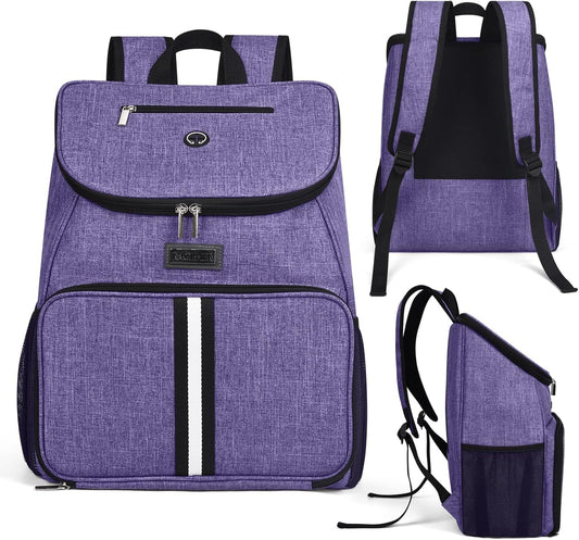 BAGLHER丨Dog Travel Bag, Airline Approved Pet Supplies Backpack, Dog Travel Backpack Accessories Set with 2 Silicone Collapsible Bowls and 2 Food Baskets. Purple