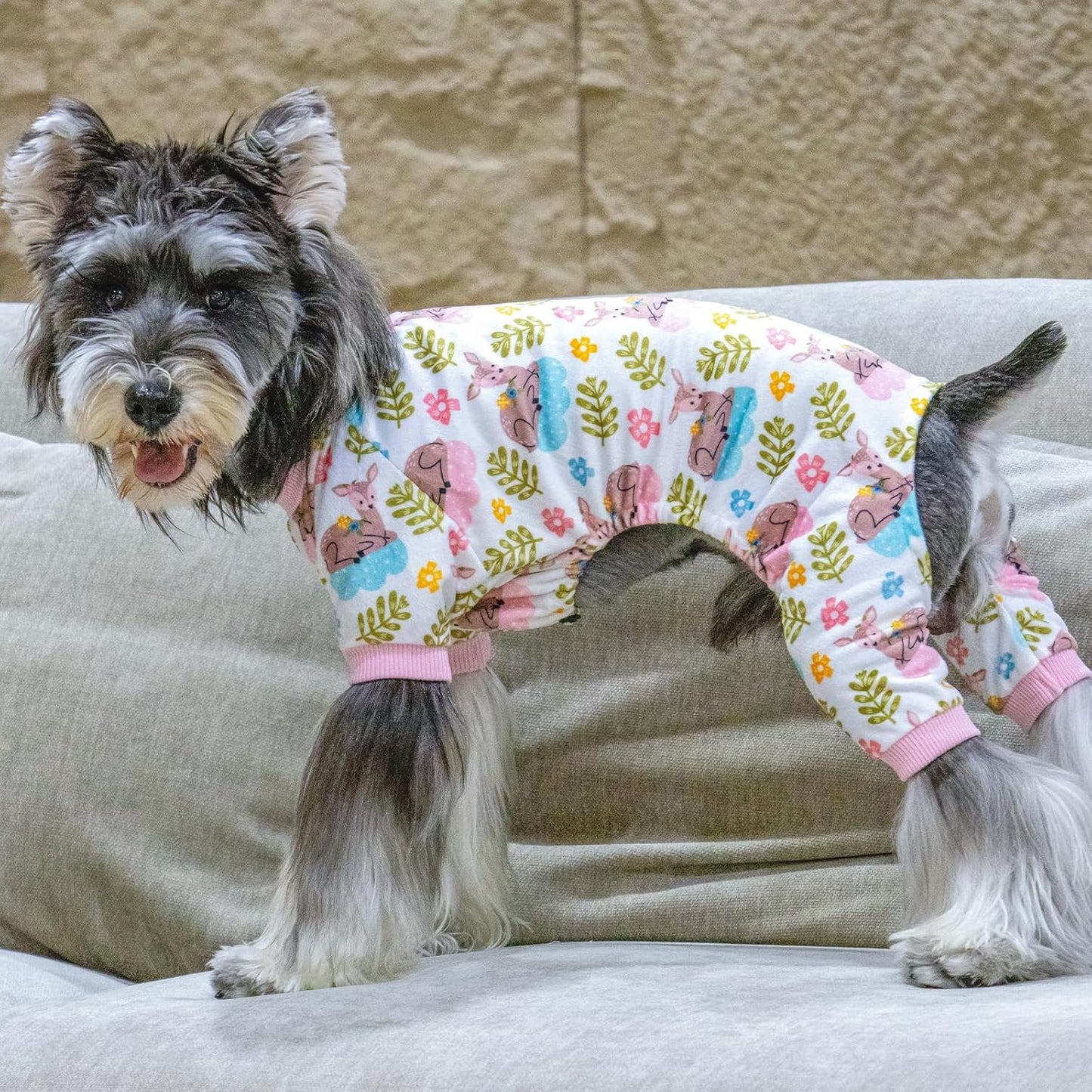 CuteBone Small Dogs Outfit Soft Puppy Onesies Pjs Dog Pajamas Pet Coat Cat Apparel Comfy Doggie Jumpsuit Bodysuit for All Seasons P286M