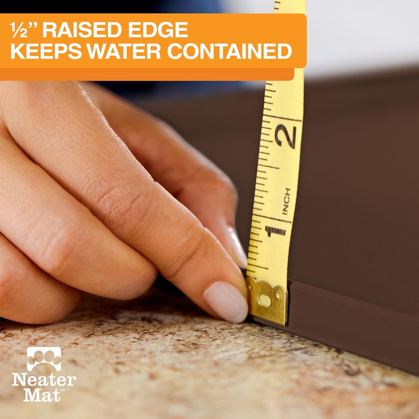 Neater Pet Brands Neater Mat Pet Mats for Food and Water, Cat & Dog Bowl Mat Waterproof Silicone, Feeding Tray, Dog Food Mats for Floors, Placemat w/Raised Edge for Under Bowls, 19” x 12”, Brown