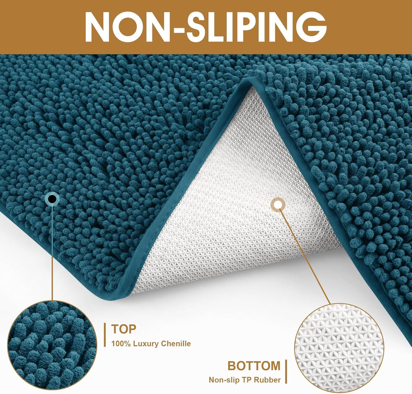 Extra Large Dog Door Mats for Muddy Paws, Chenille Absorbent Door Mats, Non Slip Heavy Indoor Door Mat for Dogs, Soft Dog Mat for Entryway, Mud Paws, Inside Floor,60" x 36", Teal Blue