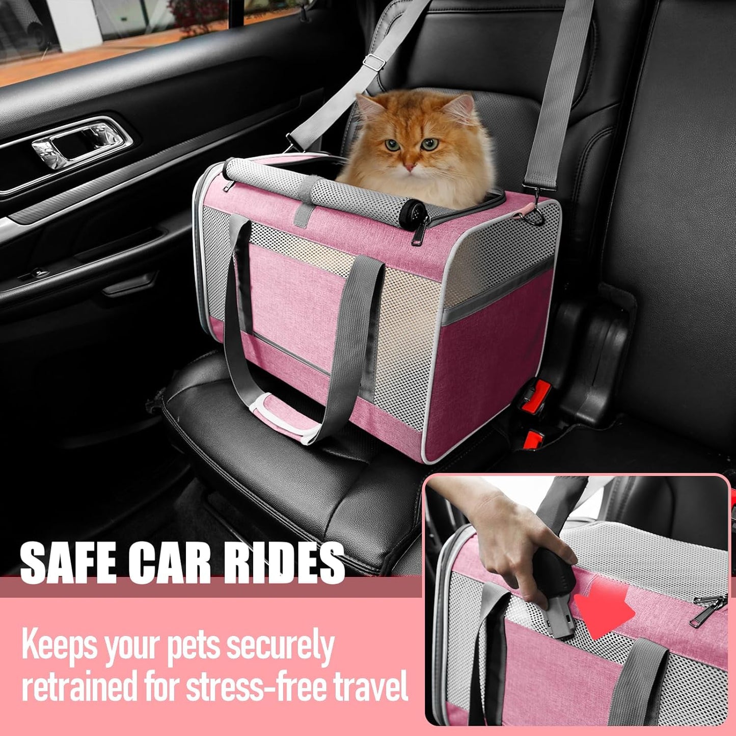 Cat Carrier 20lbs Top Open/Soft Sided Small Pet Dog Travel Carrying Crate/Collapsible Puppy Transport Carry Bag/Sturdy Pet Cages Chihuahuas Mini Dog 10lbs Pink